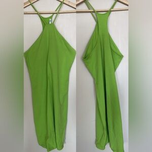 Vibrant Green Halter Mini Dress